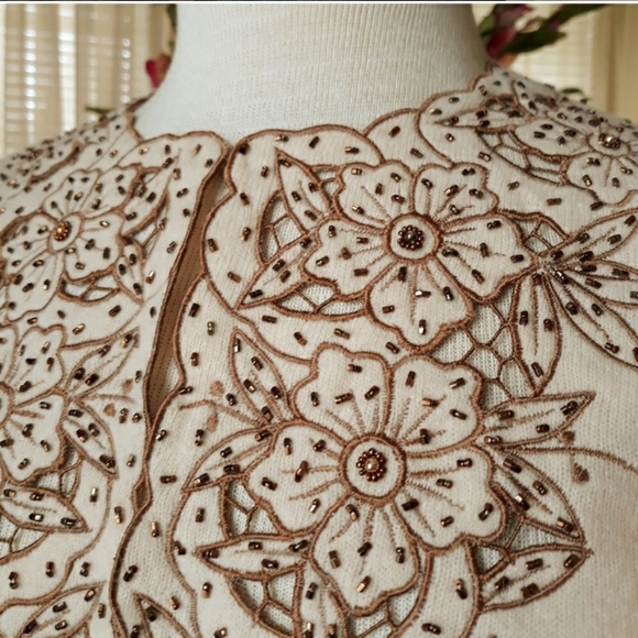 Vintage Sweaters - Beautiful vintage wool beaded cardigan sweater